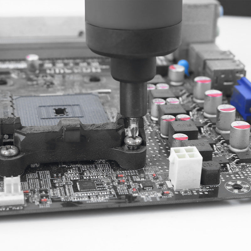 Soldering iron on a circuit board during repair or assembly process
