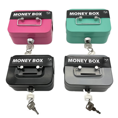 2PCS/Black Mini Lockable Cash Box with Handle - Secure Money Storage Box