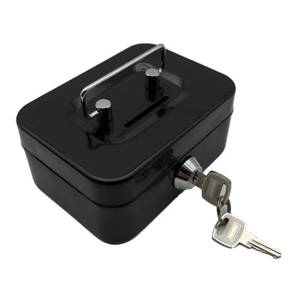 2PCS/Black Mini Lockable Cash Box with Handle - Secure Money Storage Box
