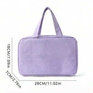 Purple Multipurpose Portable Travel Toiletry Bag - Waterproof Cosmetic Organizer with Zipper