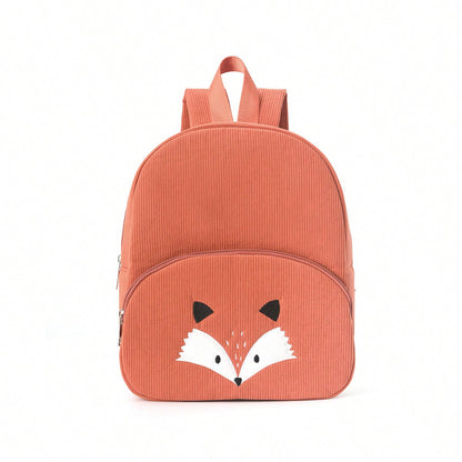 Cute Fox Backpack - Soft Corduroy Material with Adjustable Straps