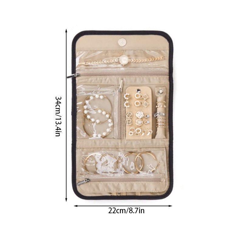 Pink Travel Jewelry Organizer - Compact Roll-Up Storage