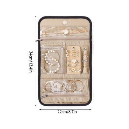 Pink Travel Jewelry Organizer - Compact Roll-Up Storage