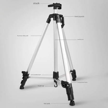 Silver Portable Folding Artist Tripod Easel - Adjustable Stand for Sketching & Painting (Collapses to 54cm)
