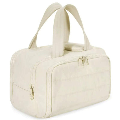 Beige Waterproof Travel Duffle Bag - Lightweight Multi-Pocket Overnight Bag for Women