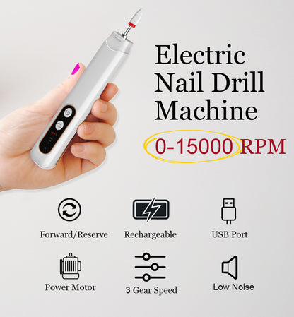 Electric Nail Drill Set - Portable Nail Polishing Tool with Multiple Attachments