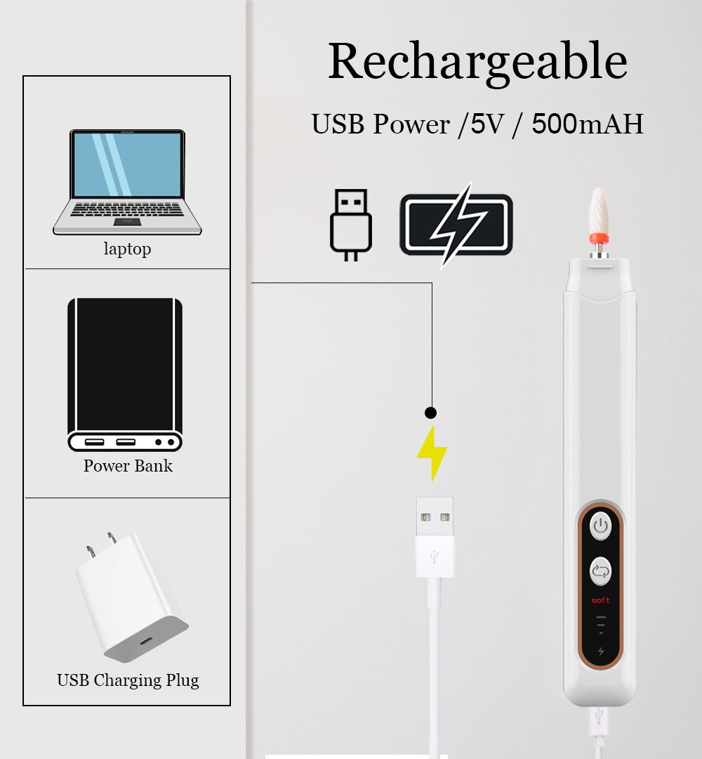 Electric Nail Drill Set - Portable Nail Polishing Tool with Multiple Attachments