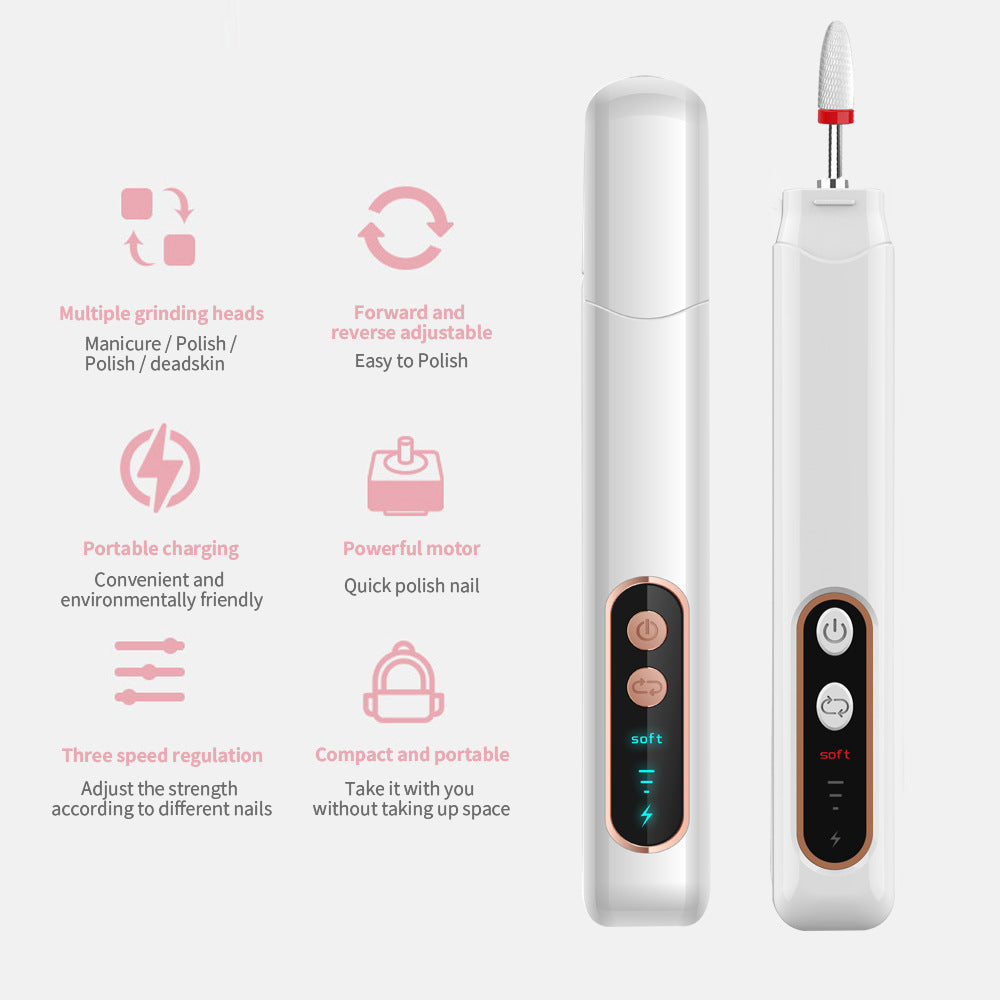 Electric Nail Drill Set - Portable Nail Polishing Tool with Multiple Attachments