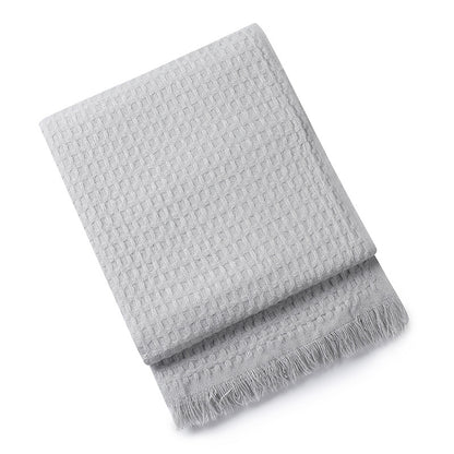 130*230CM Grey Nordic Solid Color Knitted Sofa Throw Blanket with Tassels