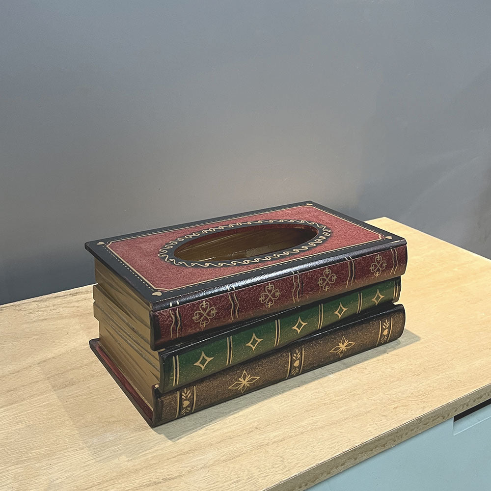 1 piece Dark Red Vintage Wooden Tissue Box - Creative Book - Shaped Tissue Holder for Home and Restaurant - Factory Direct Shop