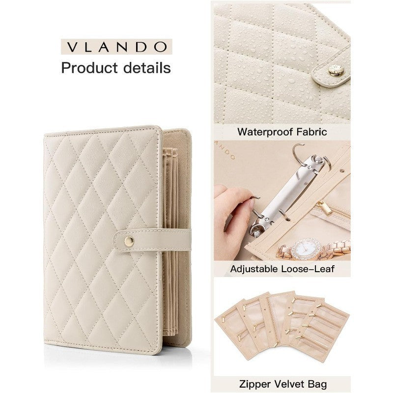 1 Piece Off White Luxury Leather Loose-Leaf Jewelry Organizer