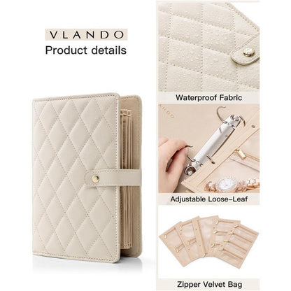 1 Piece Off White Luxury Leather Loose-Leaf Jewelry Organizer