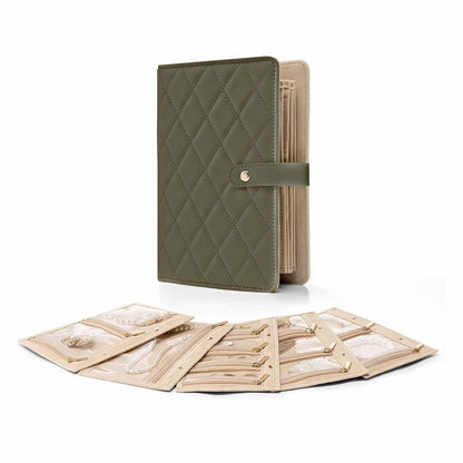 1 Piece Dark Green Luxury Leather Loose-Leaf Jewelry Organizer