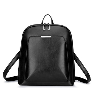 Black Stylish Women's PU Leather Backpack – Spacious, Anti-Theft, Multi-Pocket Travel Bag for School or Work