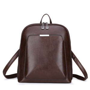Brown Stylish Women's PU Leather Backpack - Spacious, Anti-Theft, Multi-Pocket Travel Bag for School or Work