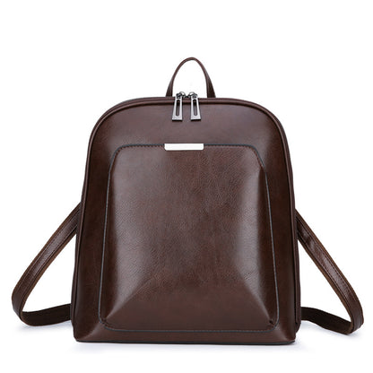 Brown Stylish Women's PU Leather Backpack - Spacious, Anti-Theft, Multi-Pocket Travel Bag for School or Work