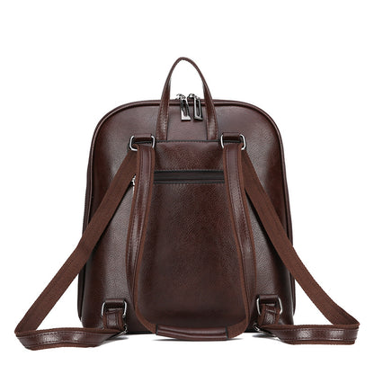 Brown Stylish Women's PU Leather Backpack - Spacious, Anti-Theft, Multi-Pocket Travel Bag for School or Work