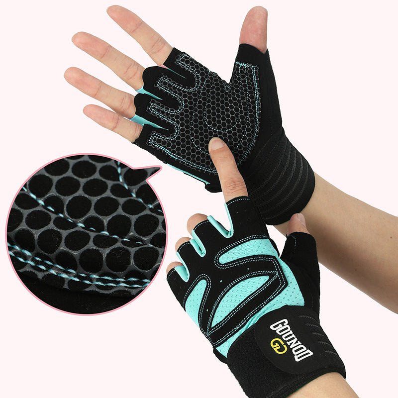 Gym Gloves - L - Black And Blue Anti - Slip Weightlifting - Factory Direct Shop