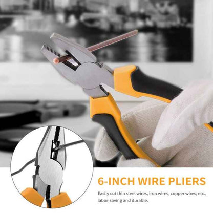 6-inch wire pliers with yellow and black handles, used to cut thin steel wires.