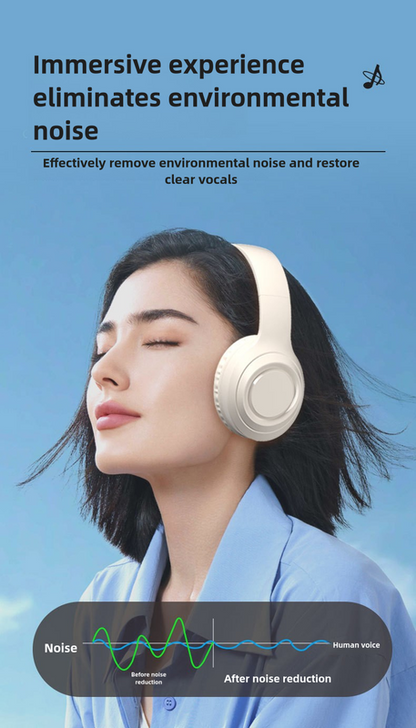 Black Wireless Headphones – 400mAh, 16H Playtime, SD Card & Aux Support