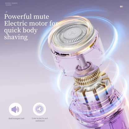 Beige Double-Headed Hair Removal Trimmer - Precision Shaving & Shortening with Type-C Charging