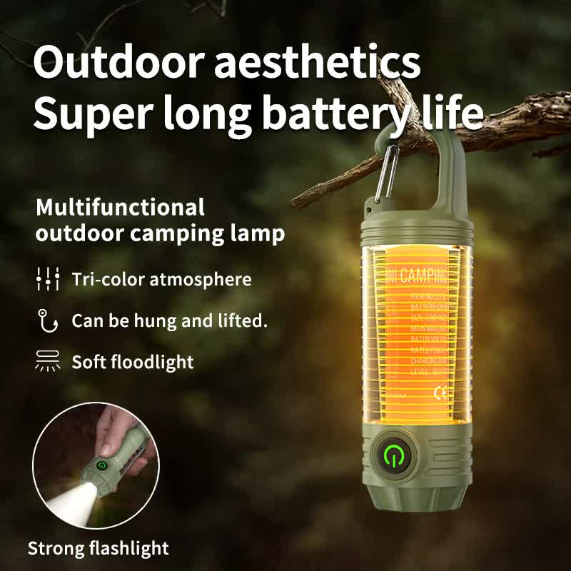 2 PCS Khaki Portable Outdoor Camping Light with 6 Modes