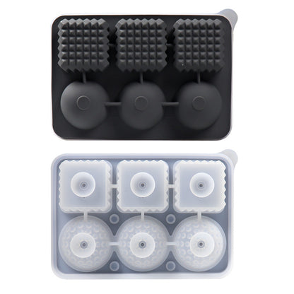 2 PCS Sphere & Square Ice Cube Tray (Black) - Novelty Silicone Ice Maker for Whiskey Cocktails