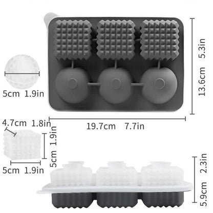 2 PCS Sphere & Square Ice Cube Tray (Black) - Novelty Silicone Ice Maker for Whiskey Cocktails