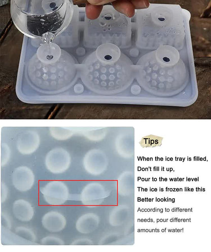 2 PCS Sphere & Square Ice Cube Tray (Black) - Novelty Silicone Ice Maker for Whiskey Cocktails