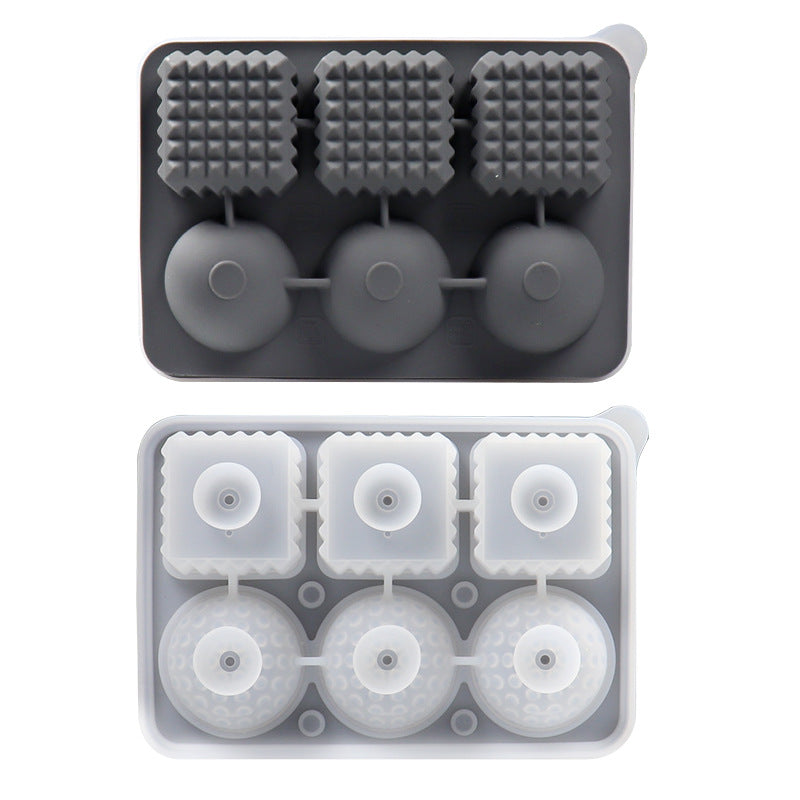 2 PCS Sphere & Square Ice Cube Tray (Gray) - Novelty Silicone Ice Maker for Whiskey Cocktails