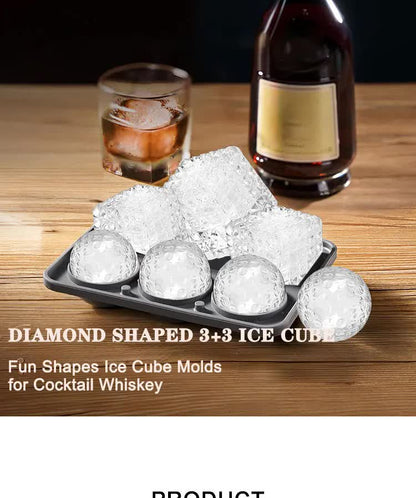 2 PCS Sphere & Square Ice Cube Tray (Pink) - Novelty Silicone Ice Maker for Whiskey Cocktails