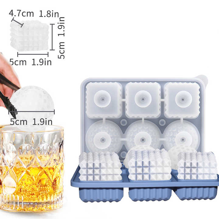 2 PCS Sphere & Square Ice Cube Tray (Green) - Novelty Silicone Ice Maker for Whiskey Cocktails