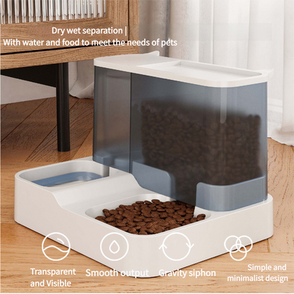 Grey Pet Feeder 3L Automatic Cat Feeder and Water Dispenser - Hassle-Free Hydration and Feeding