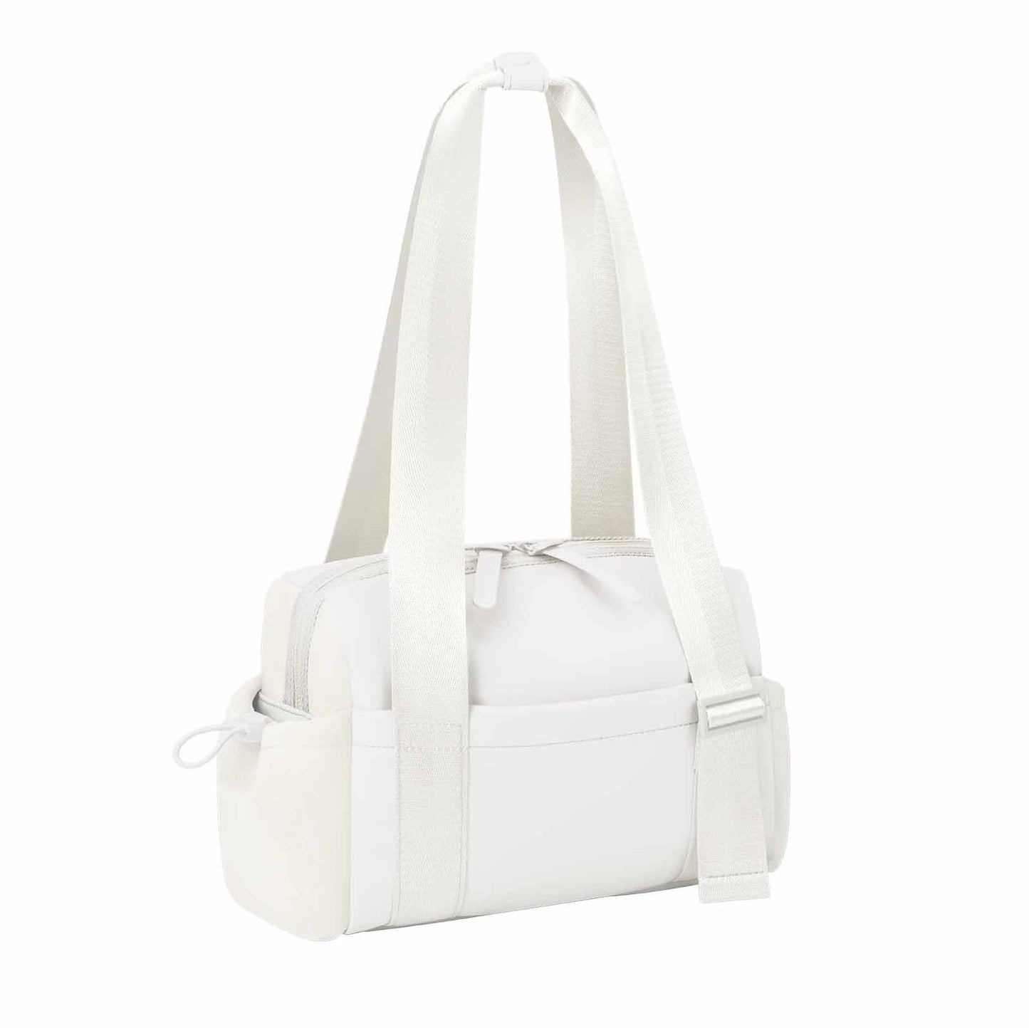 Stylish white Mini Gym Bag & Travel Tote - Compact Duffel with Wet Pocket, Luggage Sleeve & Multiple Compartments - Factory Direct Shop