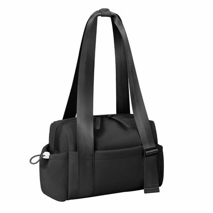 Stylish Black Mini Gym Bag & Travel Tote - Compact Duffel with Wet Pocket, Luggage Sleeve & Multiple Compartments - Factory Direct Shop