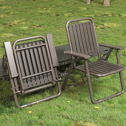 Coffee Portable Folding Chair - Outdoor Beach and Camping Recliner
