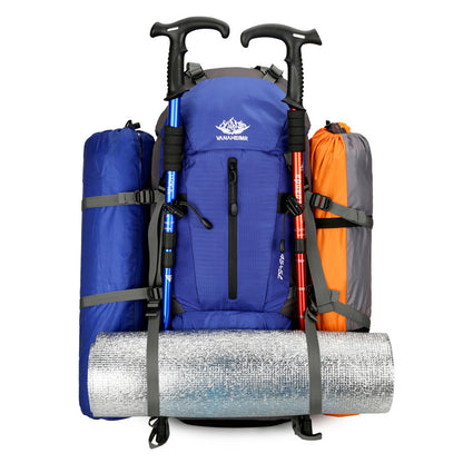 Blue 36-55L Outdoor Hiking Backpack - Durable Water Resistant Travel Bag for Trekking, Camping, and Adventure