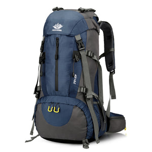 Dark blue 36-55L Outdoor Hiking Backpack - Durable Water Resistant Travel Bag for Trekking, Camping, and Adventure