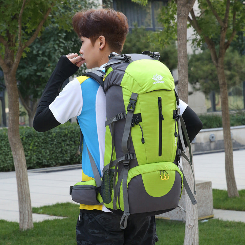 Dark blue 36-55L Outdoor Hiking Backpack - Durable Water Resistant Travel Bag for Trekking, Camping, and Adventure