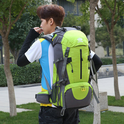 Dark blue 36-55L Outdoor Hiking Backpack - Durable Water Resistant Travel Bag for Trekking, Camping, and Adventure