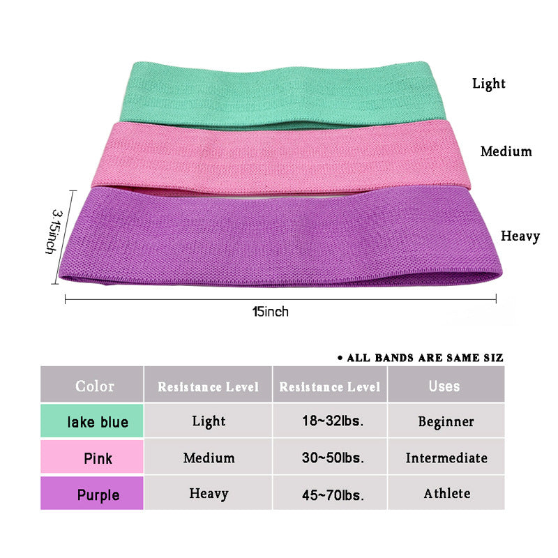 Green-Pink-Purple Fabric Resistance Bands Set - 3 Levels Non-Slip Hip Bands for Strength Training

Experience a versatile and effective workout with our Green-Pink-Purple Fabric Resistance Bands Set. Made with a non-slip design, these 3 levels of resistance will help strengthen muscles and improve overall fitness. Stay safe and in control as you train with these durable and easy-to-use hip bands.
