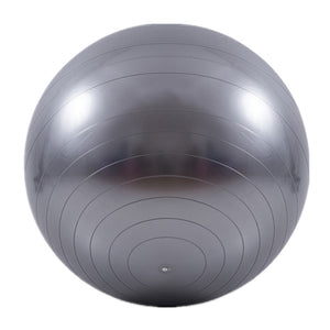 A grey Exercise Ball 65cm Anti-Burst- Grey with anti-burst design, suitable for yoga and Pilates exercises.