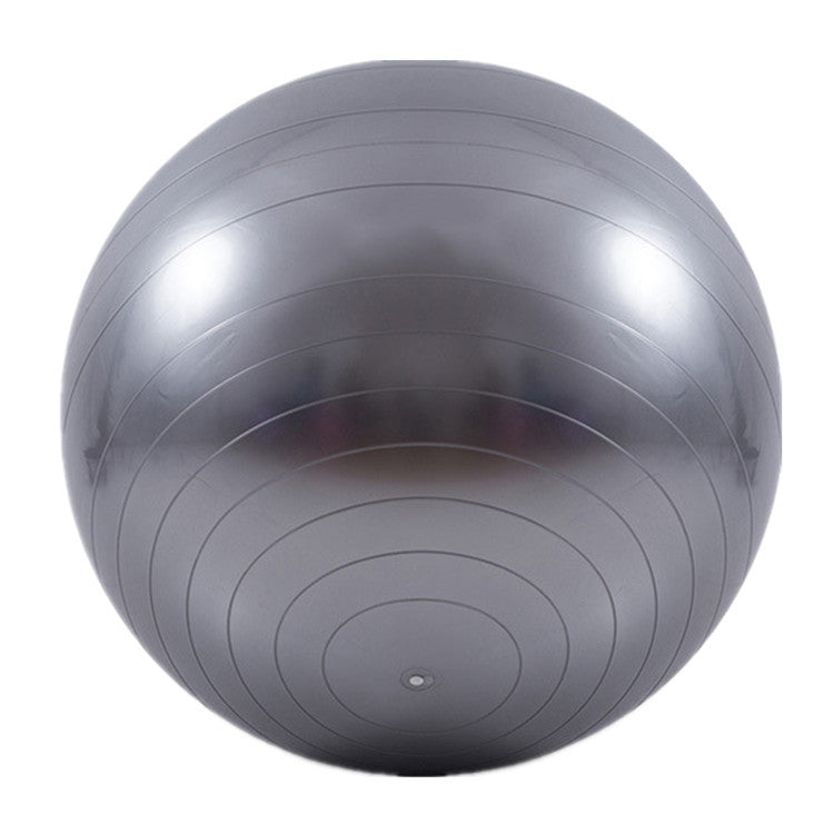 A grey Exercise Ball 65cm Anti-Burst- Grey with anti-burst design, suitable for yoga and Pilates exercises.