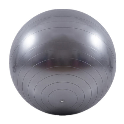 A grey Exercise Ball 65cm Anti-Burst- Grey with anti-burst design, suitable for yoga and Pilates exercises.