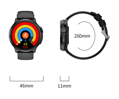 Red Round 1.3 Touch Screen Smartwatch with Heart Rate & Fitness Tracking"