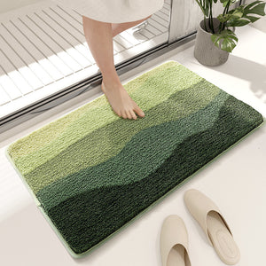 Green Bath Mat - Super Absorbent, Non-Slip Bathroom Floor Mat - 40x60cm