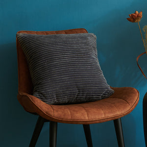 Dark Grey Set of 4 Corduroy Pillow Covers - Solid Color Minimalist Throw Cushion Covers - 45x45cm (Pillow Inserts are NOT Included)