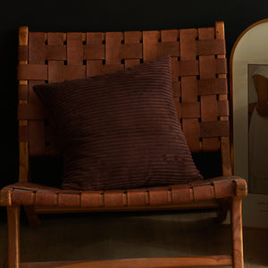 Dark Coffee Set of 4 Corduroy Pillow Covers - Solid Color Minimalist Throw Cushion Covers - 45x45cm (Pillow Inserts are NOT Included)