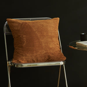 Middle Brown Set of 4 Corduroy Pillow Covers - Solid Color Minimalist Throw Cushion Covers - 45x45cm (Pillow Inserts are NOT Included)