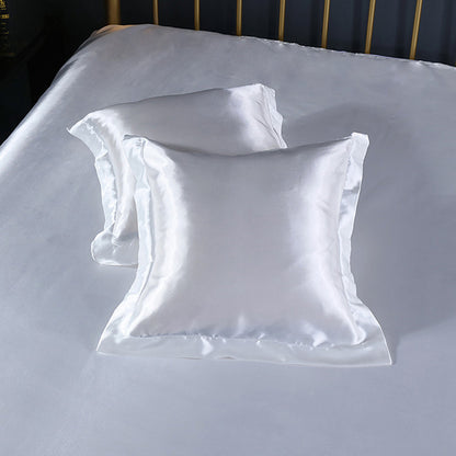 White 2 PCS Faux Silk Pillow Covers - Cooling Ice Silk Satin Cushion Covers - 45x45cm